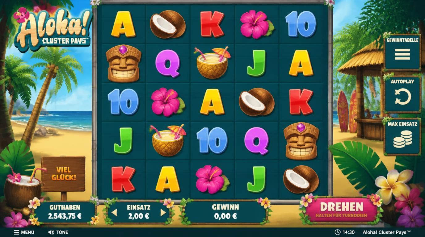 Ein tropisches Casino-Interface mit Klare Spielkontrolle und Südsee-Elementen