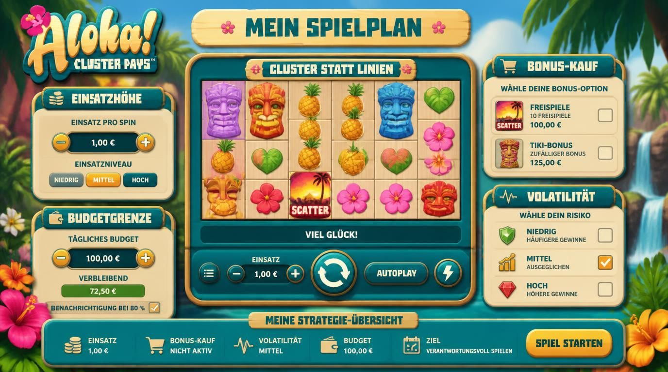 Strategie-Checkliste mit Einsatz, Cluster-Denken, Bonusfunktionen etc